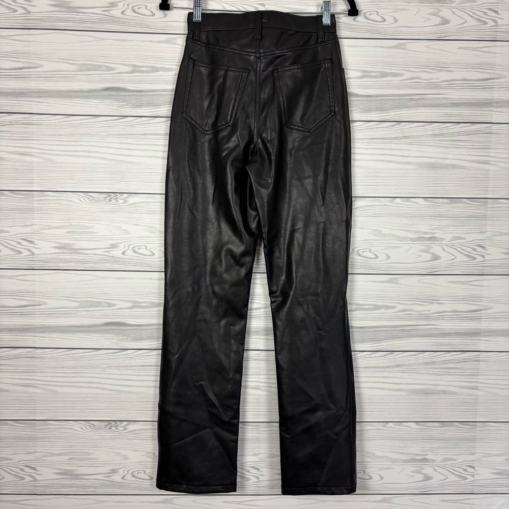 Abercrombie & Fitch the 90’s Straight Ultra High Rise Black Vegan Leather Pants - Picture 8 of 10